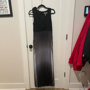 Black and Gray Pleated Maxi Dress